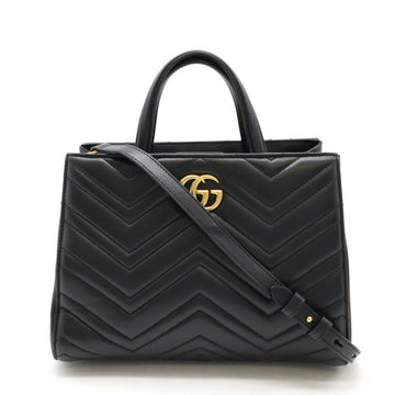 GUCCI EC Marmont handbag shoulder bag quilted leather black 448054