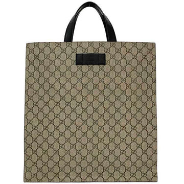 Gucci Tote Bag f-21617 Beige Black EC Supreme 456217 PVC Leather GUCCI Vertical Men's Women's Unisex