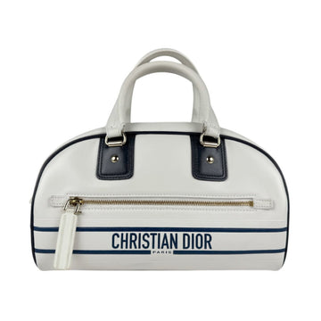 Christian Dior handbag shoulder bag VIBE small leather white x navy women's z5382