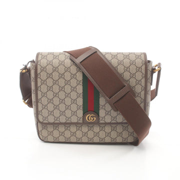 GUCCI Ophidia EC Supreme Medium Bag Shoulder Coated Canvas Leather Men's Beige Brown Multicolor 761741FACJQ9741
