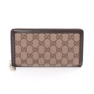 GUCCI Luce EC Canvas Round Long Wallet Leather Women's Beige Brown 790035FADHW9742