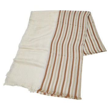 Gucci EC Stripe Scarf Large Stole Beige Brown Wool Women's GUCCI