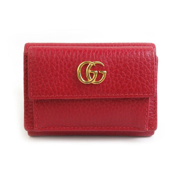 GUCCI Tri-fold Wallet EC Marmont Leather Red Women's 523277 r10350a