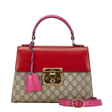 Gucci EC Supreme Handbag Shoulder Bag 453188 Beige Red Pink PVC Leather Women's GUCCI