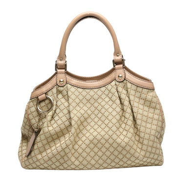 GUCCI Tote Bag Handbag Diamante Canvas EC 211944 Beige