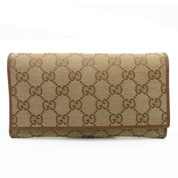 Gucci Long Wallet 346058 EC Canvas Leather Brown Bi-fold Accessory Women's GUCCI