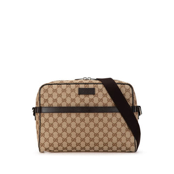 Gucci EC Canvas Shoulder Bag 449173 Beige Brown Leather Women's GUCCI