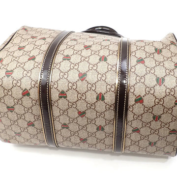 GUCCI Boston Bag EC Supreme Women's Beige Brown PVC Patent Leather 193603 Hand Plus