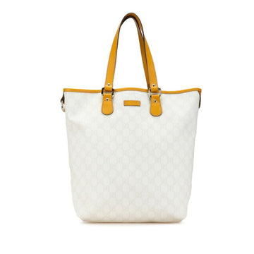 Gucci EC Plus Tote Bag 189896 White Yellow PVC Leather Women's GUCCI