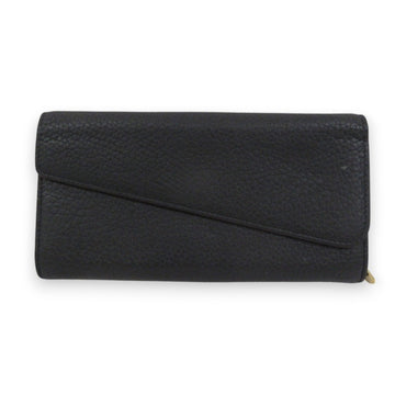 Christian Dior Diorissimo Rencontre Leather Bi-fold Long Wallet Black Purple Women's