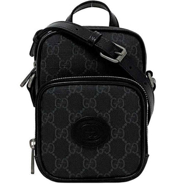 Gucci Shoulder Bag f-21810 Black Interlocking 672952 92TCN 1000U PVC Leather 0416 GUCCI Pochette Crossbody EC Supreme Unisex Women Men