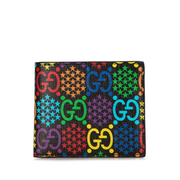Gucci EC Psychedelic Bi-fold Wallet 601089 Black Multicolor PVC Women's GUCCI