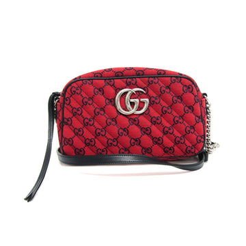 Gucci EC Marmont Limited Edition 447632 Women's Jacquard Shoulder Bag Red Color