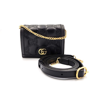 GUCCI EC Matelasse Shoulder Bag 723777 Black Leather Handbag Women's
