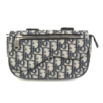Christian Dior Oblique Women,Men Canvas Clutch Bag Cream,Navy
