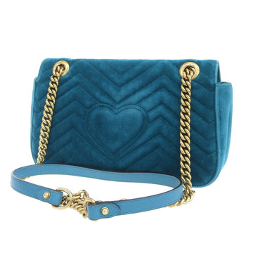 GUCCI EC Marmont Velvet Suede Buckskin Heart Chain Shoulder Bag 443497 591693