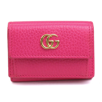 GUCCI Tri-fold Wallet EC Marmont Leather Pink Women's 523277 55795g