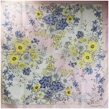Christian Dior Silk Scarf Muffler White x Pink Women's