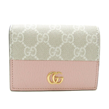 Gucci EC Supreme Double G Card Case Wallet 658610 Women's EC Supreme,Leather Wallet (bi-fold) Light Beige,Pink