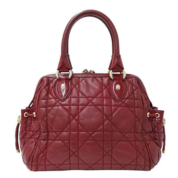 Christian Dior Dior Bag Women's Handbag Cannage Leather Red Quilted