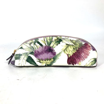 GUCCI 662130 Tian Flora Print Pencil Case Pouch Pen Leather Women's Purple