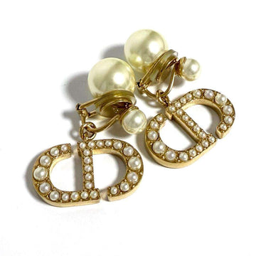 Christian Dior Dior Tribal Clip Earrings with Faux Pearls