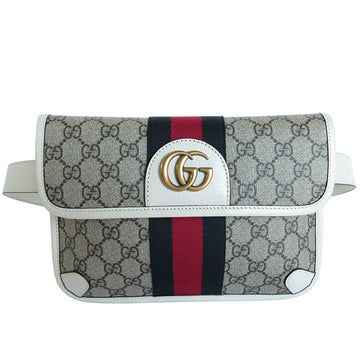 GUCCI Waist Bag Belt Ophidia EC Supreme Canvas Leather Beige Brown Off-White Gold Men's 574081 s0427a