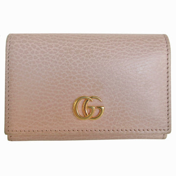 GUCCI Business Card Holder/Card Case EC Marmont Leather Pink Beige Gold Women's 474748 s0252f