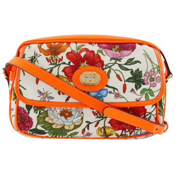 GUCCI EC Flora Shoulder Bag 550147 Canvas x Leather Orange Flower Women's