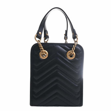 GUCCI EC Marmont Quilted Leather Chain Shoulder Bag 696123 Black Women's
