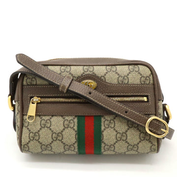 GUCCI Ophidia EC Supreme Sherry Line Shoulder Bag Pochette PVC Leather Beige Mocha Brown 517350