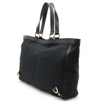 GUCCI Abbey GG Canvas Tote Bag Shoulder Leather Black 141472