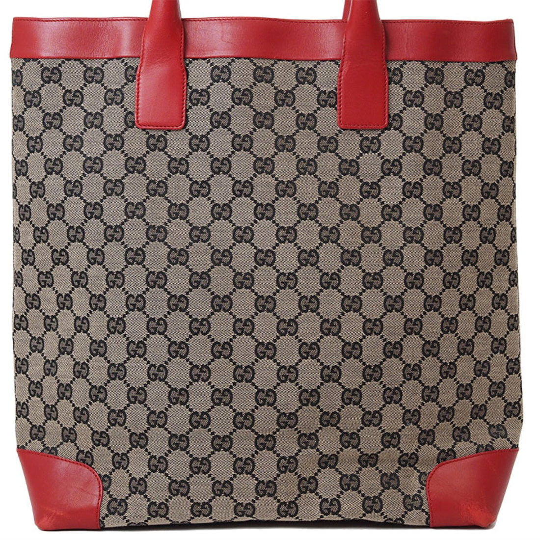 Gucci Old EC Canvas Handbag Beige Red 002?1121 Women's Leather Tote Bag GUCCI