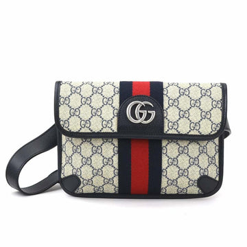 GUCCI Waist Bag Belt EC Marmont Supreme Canvas Navy Silver Men's 674081 e59275a