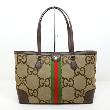 GUCCI Jumbo EC Tote Bag 631685 Camel Ebony Canvas