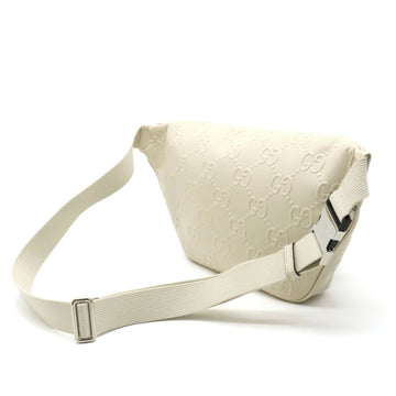GUCCI EC embossed belt bag body waist pouch hip punching leather ivory white 645093