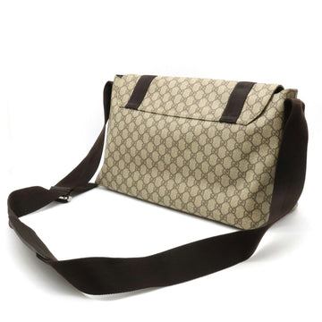 GUCCI EC Plus Shoulder Bag PVC Leather Khaki Beige Dark Brown 122374