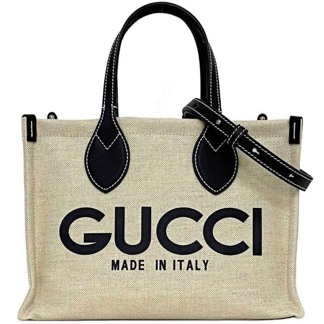 Gucci 2way Print Handbag f-21784 Beige Navy 772144 Tote Bag Canvas Leather 520981 GUCCI White Shoulder