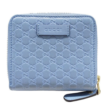 GUCCI Wallet for Women and Men Micro EC Shima Bi-fold Leather Light Blue 449395 Round Compact