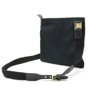 GUCCI EC Canvas Horsebit Shoulder Bag Leather Black 145809