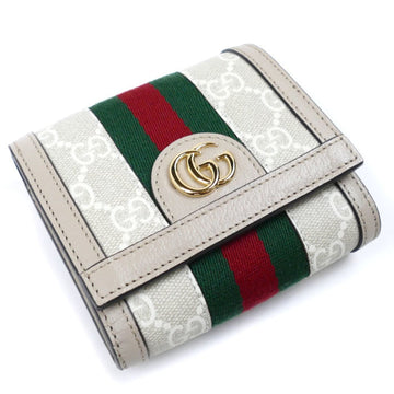 GUCCI Ophidia EC Card Case Wallet Bi-fold Beige White 598662 UULAG 9682 Women's