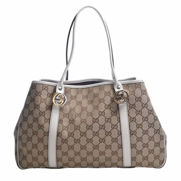 GUCCI EC Canvas Twins Tote Bag 232957 Beige/White Women's