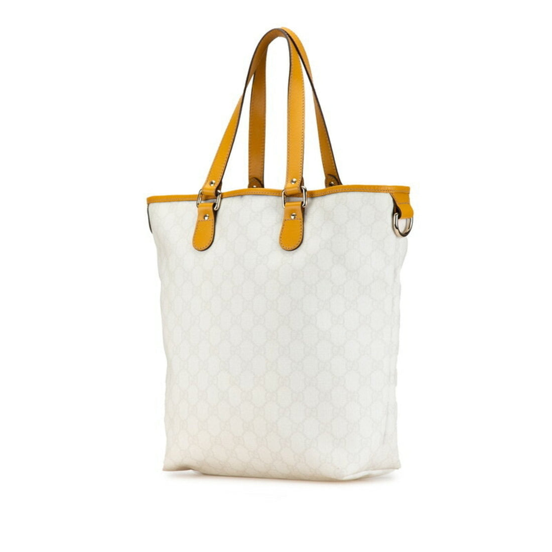 Gucci EC Plus Tote Bag 189896 White Yellow PVC Leather Women's GUCCI