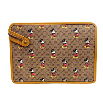 GUCCI Clutch Bag Disney Collaboration EC Supreme Mickey Brown 602552 Leather PVC Men's