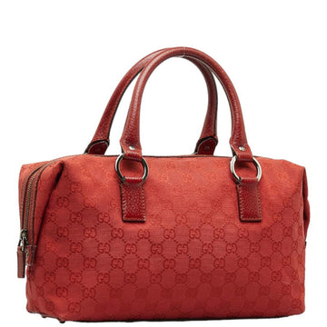 GUCCI EC Canvas Handbag Boston Bag 113009 Red Leather Women's
