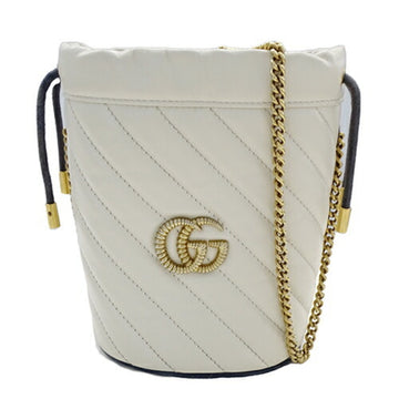 GUCCI Women's EC Marmont Shoulder Bag Leather Bucket White 573817