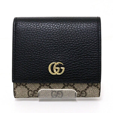GUCCI Double G Bicolor Medium Wallet EC Supreme Canvas Black Leather 598587 Beige & Ebony