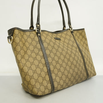 GUCCI  EC Supreme 197953 Women's Leather Tote Bag Beige,Dark Brown