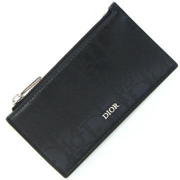 Christian Dior Dior Card Case Oblique Zip Holder 2ESBC250VPD Black Leather Coin Purse Mini Wallet Fragment Men's DIOR