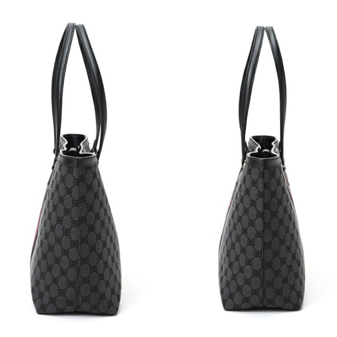 BALENCIAGA x GUCCI Hacker Project Medium Tote Bag 680125 Canvas Leather Black S-156852